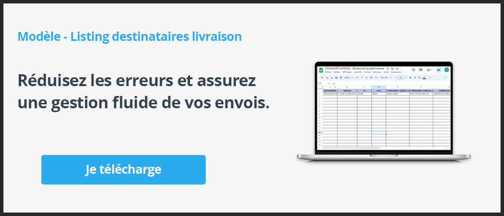Modèle listing destinataires livraison