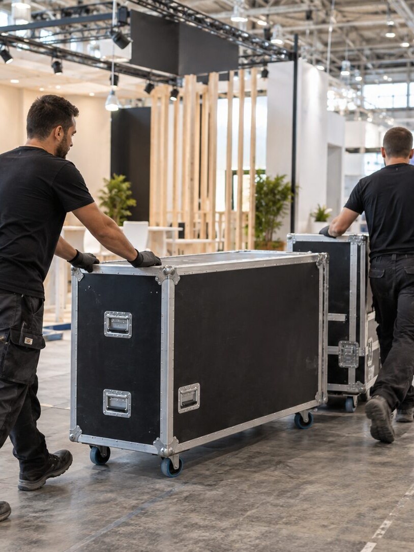 Transport et livraison de matériel sur un stand de salon professionnel