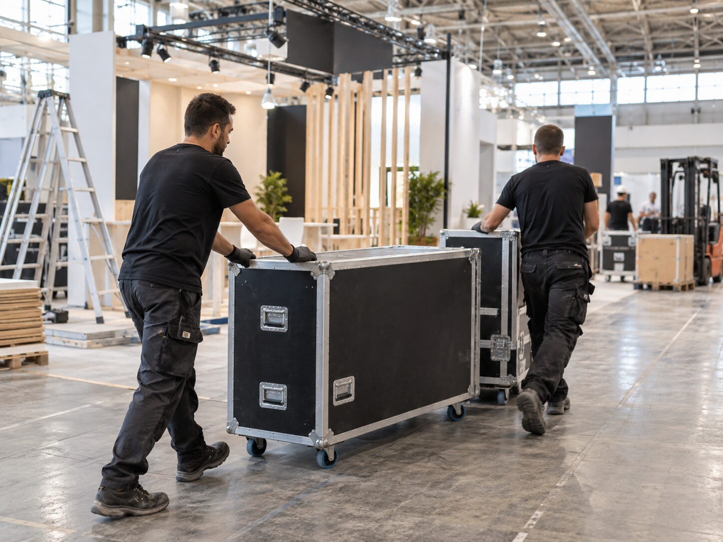 Transport et livraison de matériel sur un stand de salon professionnel