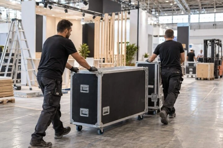 Transport et livraison de matériel sur un stand de salon professionnel